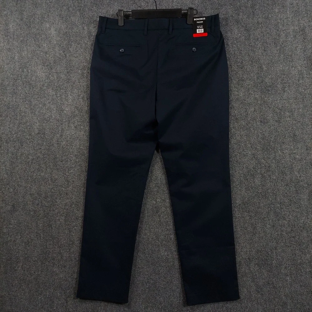 Bonobos Trouser Men 34x30 Navy Blue Cotton Stretch Chino Dress Pants 1896250